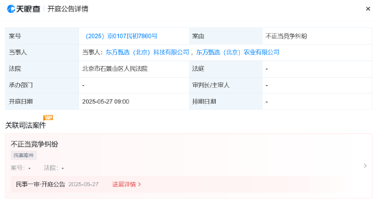 股票实盘配资公司 东方甄选起诉同名公司不正当竞争